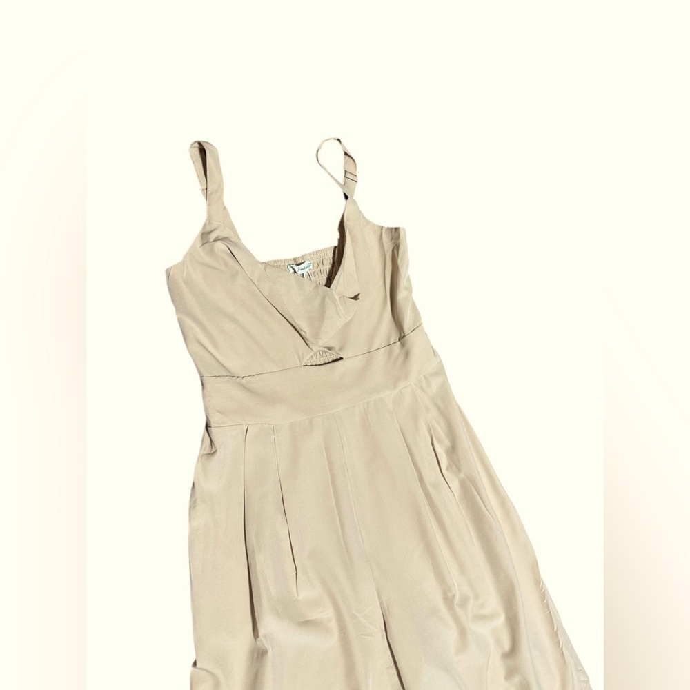 Colombian long beige bodysuit wide leg sleeveless v-neck size m - Picture 11 of 14